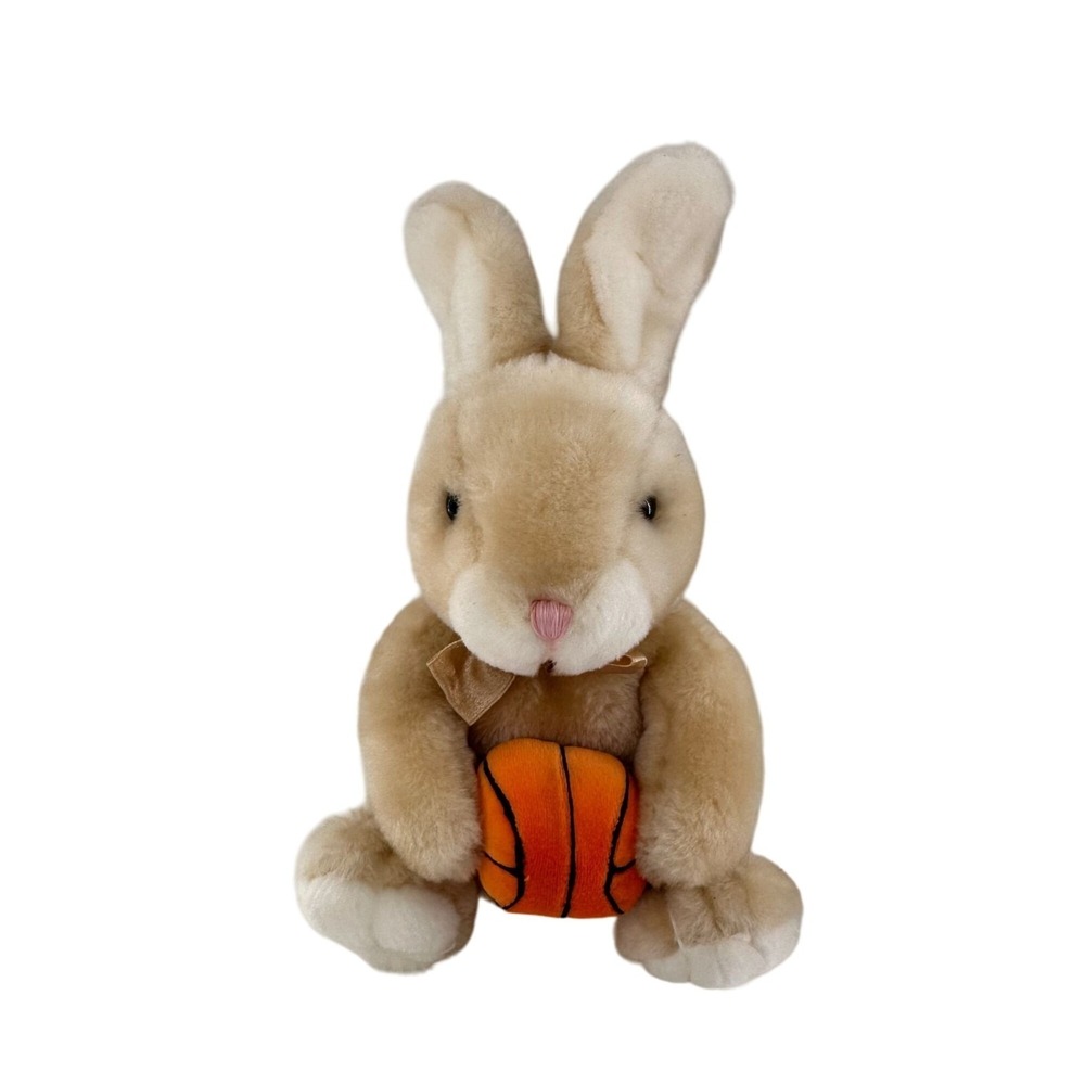 Dan Dee Collectors Choice Plush Bunny Holding Basketball 12" Beige White Easter